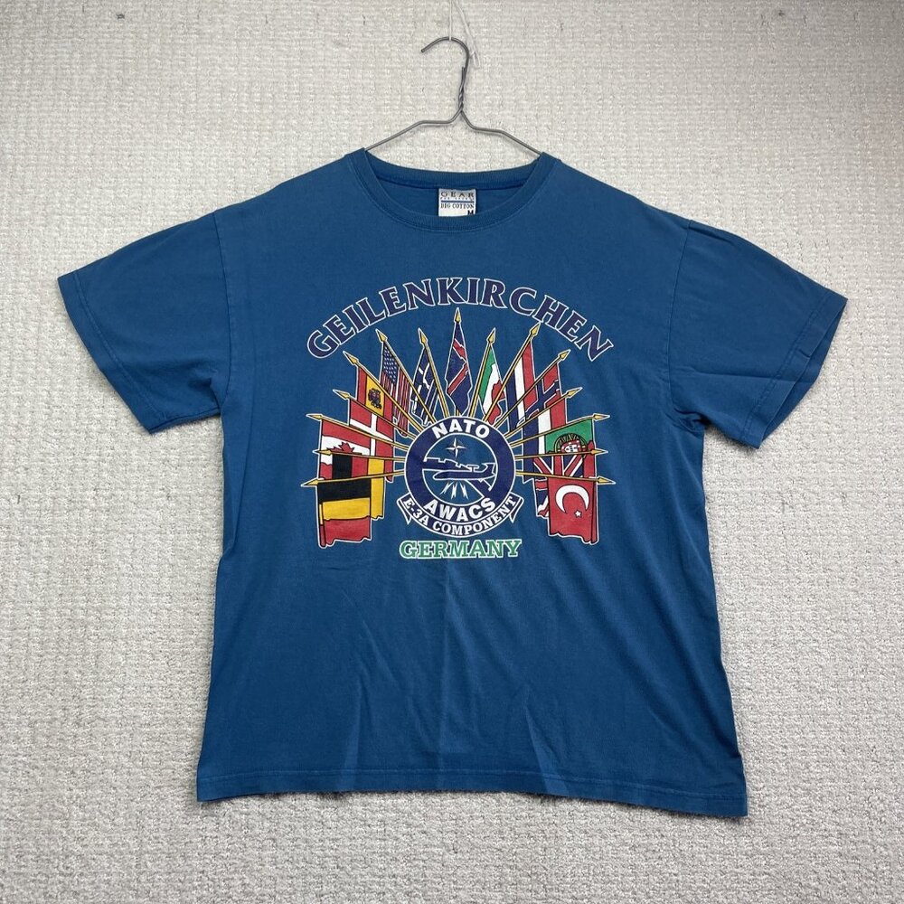 Vintage Nato Awacs E-3A Geilenkirchen Germany Tshirt Men M Blue Made In USA